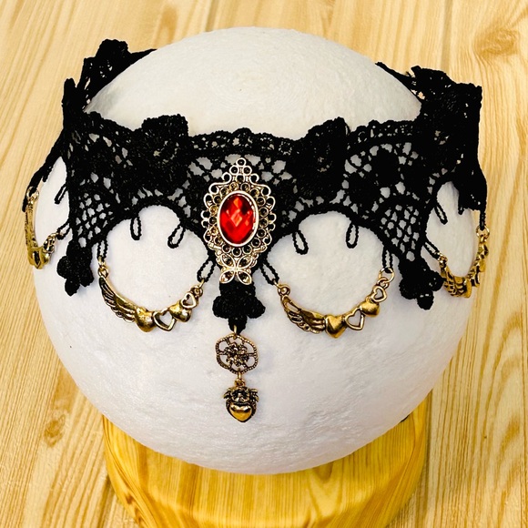 Jewelry - Black Lace choker collar necklace, Gothic Victorian